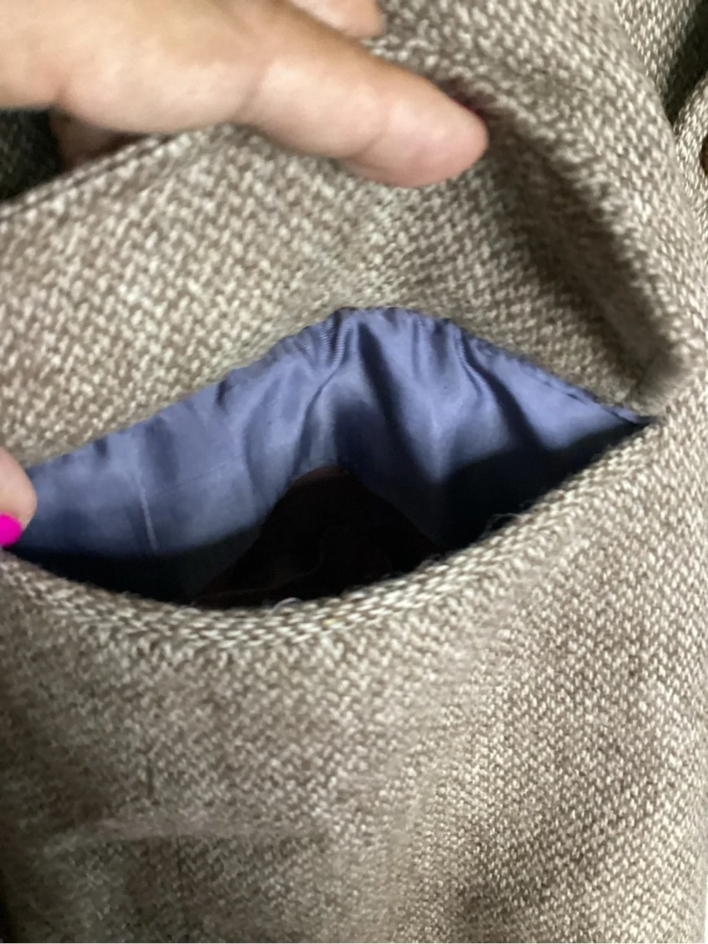 Vintage Taupe Herringbone Sport Coat with Notch Lapel 40R